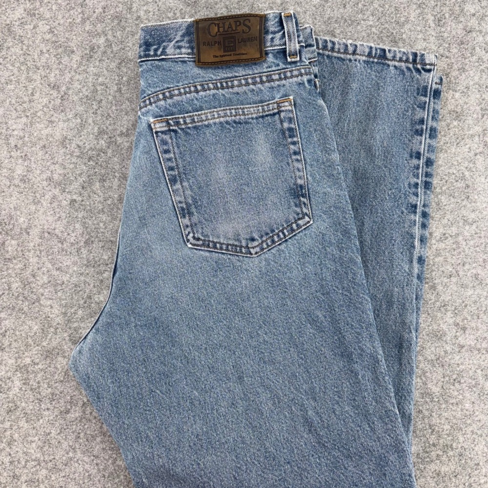 VTG Chaps Ralph Lauren Mens 34x30 Blue Denim Straight Leg Jeans New Dark Stone